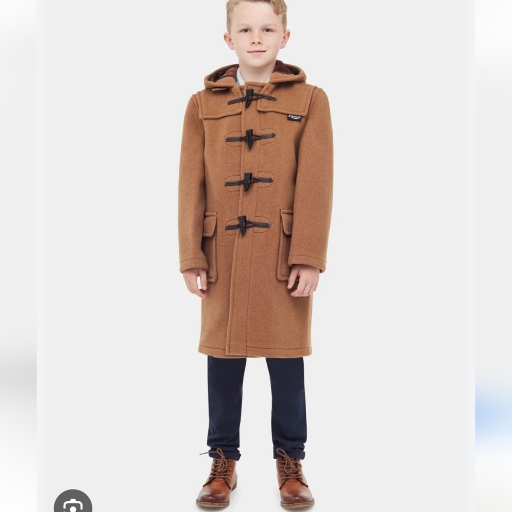 Gloverall Wool Brown  Hooded Duffle Coat Boys Size 7yrs Old